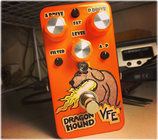 VFE Dragon Hound overdrive pedal - graphics by Nigel Honney-Bayes